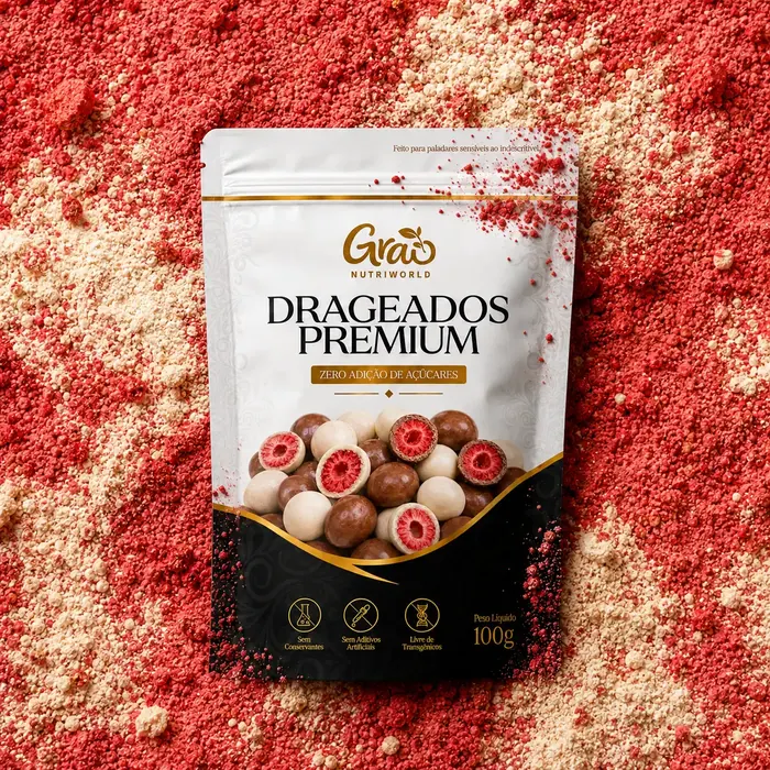 Mix de Morango Liofilizado Drageado com Chocolate Branco e Ao Leite